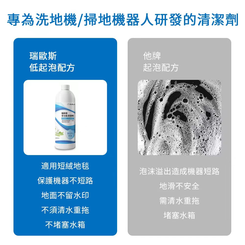 最多功能專用於短絨地毯/掃地機器人/洗地機 清潔液 450ml(適用小米/石頭/科沃斯/追覓/必勝等)